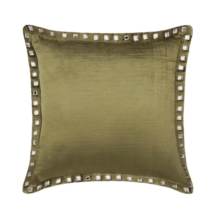 Sage Green Crystal Palace - Sage Green Velvet Decorative Euro Sham