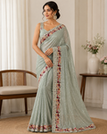 Sage Green Sequin Saree