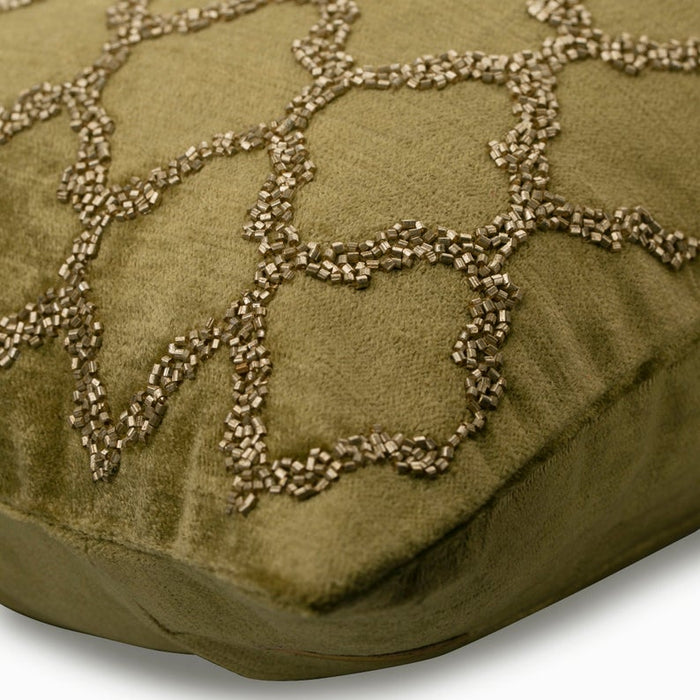 Sage Lattice - Green Velvet Decorative Lumbar Pillow Cover
