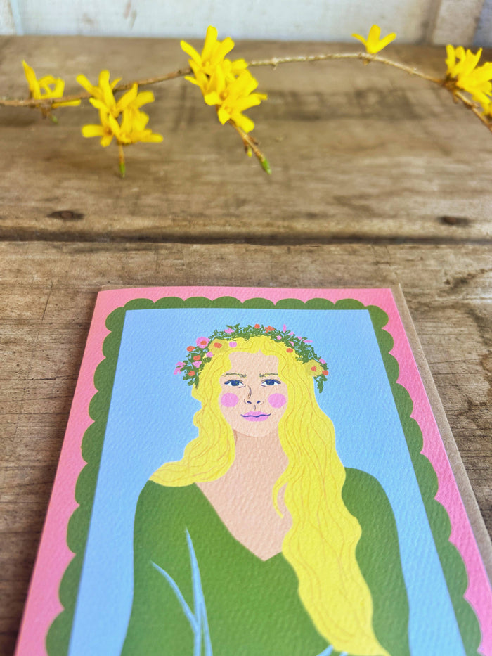 Scandinavian Midsummer Girl Greeting Card