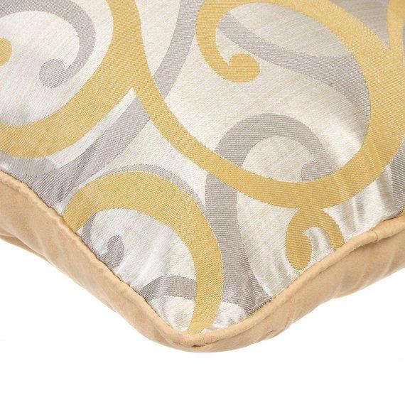 Scrolling All The Way - Mustard Yellow Jacquard Silk Decorative Euro Sham