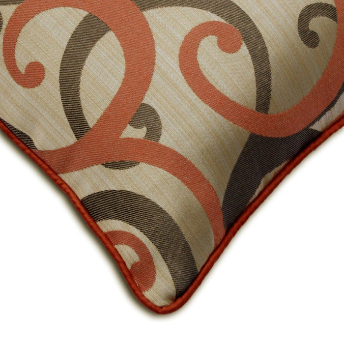 Scrolling All The Way Rust Embroidery Throw Pillow Cover