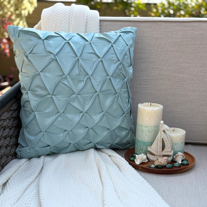 Sea Crunch - Blue Satin Decorative Euro Sham