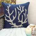 Sea Weed At The Shore - Navy Blue Cotton Linen Decorative Euro Sham