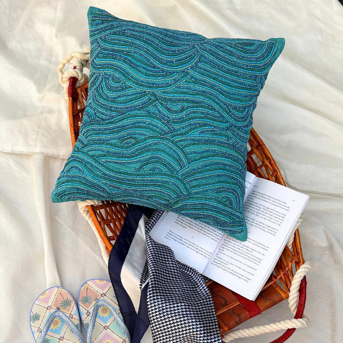Sea Windsor - Blue Art Silk Throw Pillow Cover