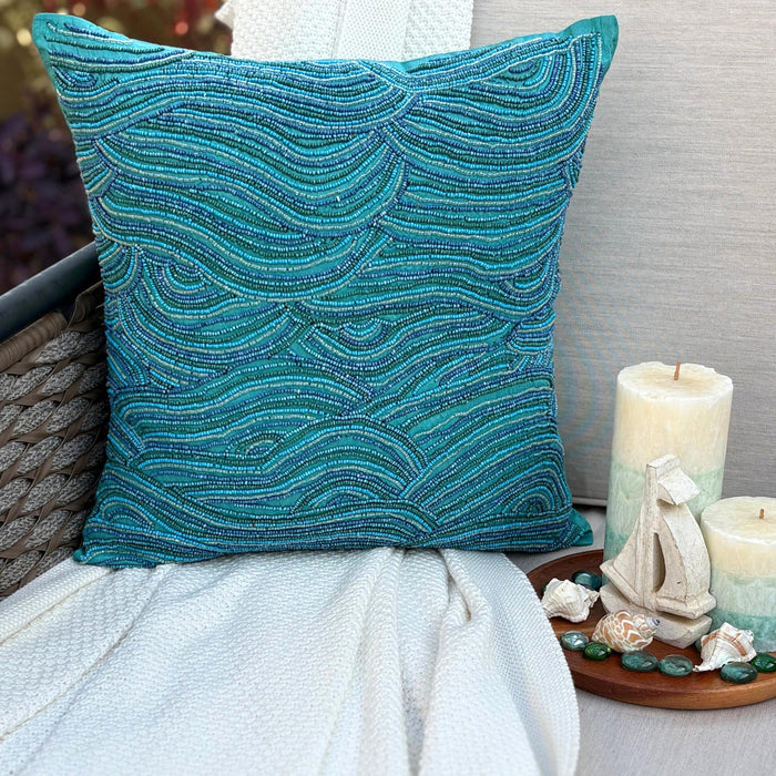 Sea Windsor - Blue Art Silk Throw Pillow Cover