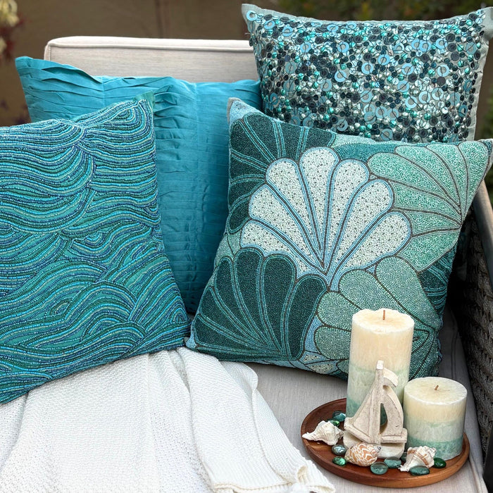 Sea Windsor - Blue Art Silk Throw Pillow Cover