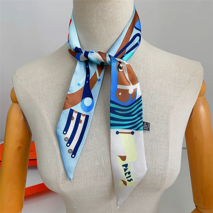 Sena White Twilly Skinny Scarf
