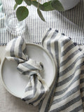 Set of 2 Ink Thick Stripe Linen Napkins