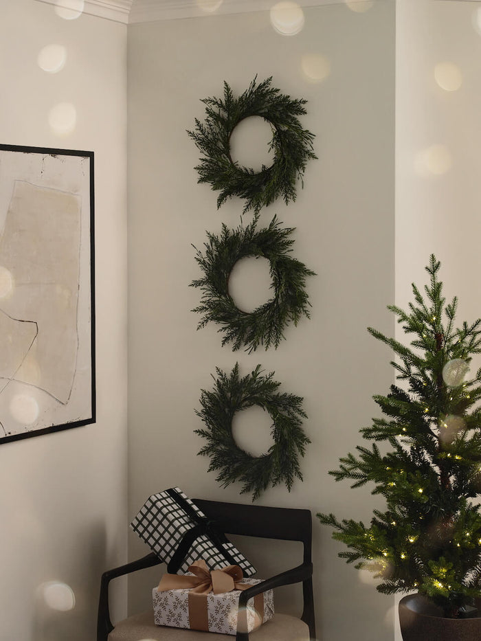 Set of 3 Faux Evergreen Wreaths