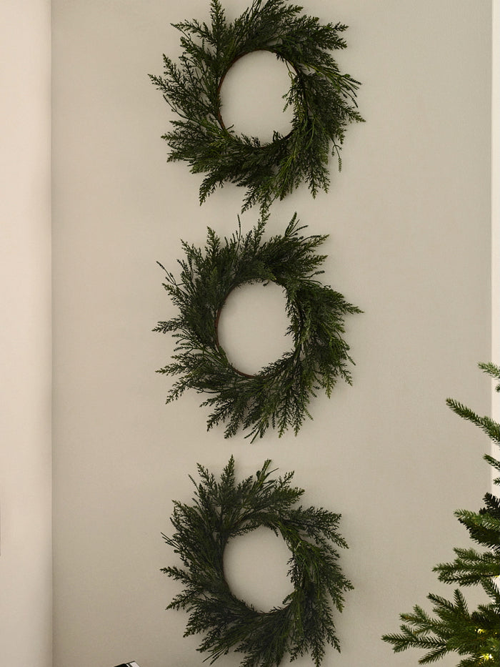 Set of 3 Faux Evergreen Wreaths