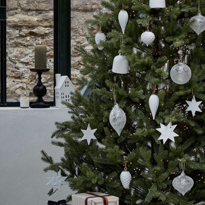 Set of 3 White Ceramic Origami Star Decorations