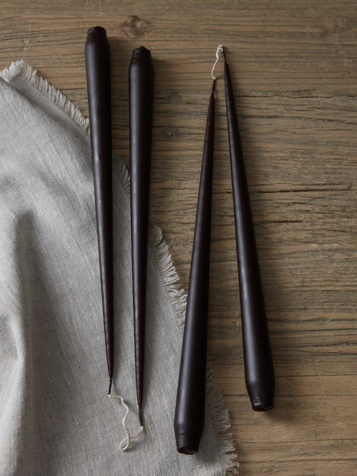 Set of 4 Espresso Taper Candles