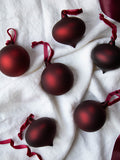 Set of 6 Frosted Burgundy Baubles