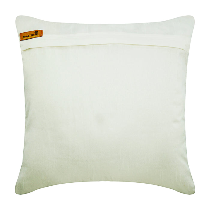 Shades Of Glory - Beige & Ivory Art Silk Throw Pillow Cover