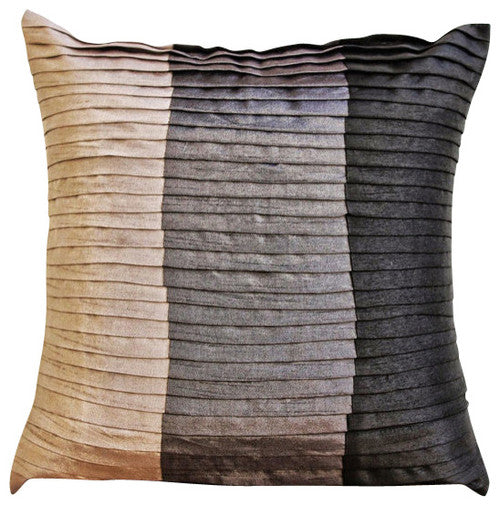 Shades Of Glory - Beige & Ivory Art Silk Throw Pillow Cover