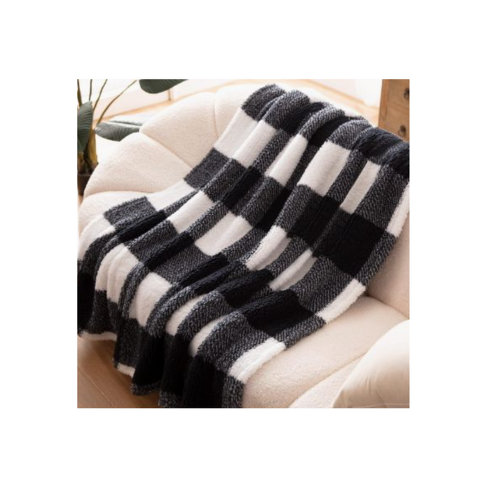 Sherpa Throw 60x80-Navy Plaid