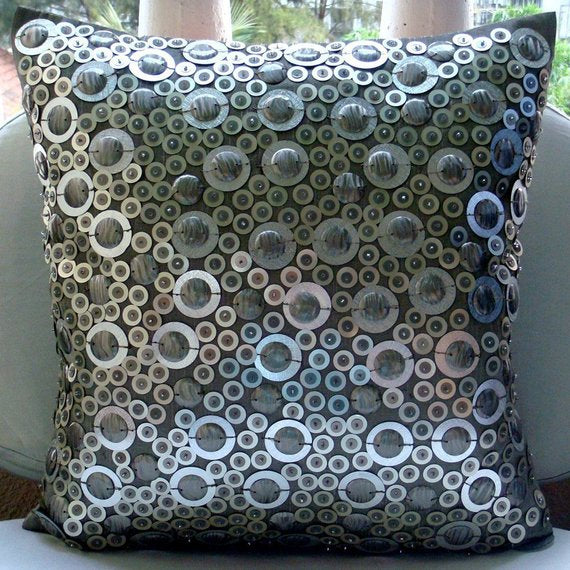 Shiny Disco Balls - Silver Art Silk Throw Pillow Cover