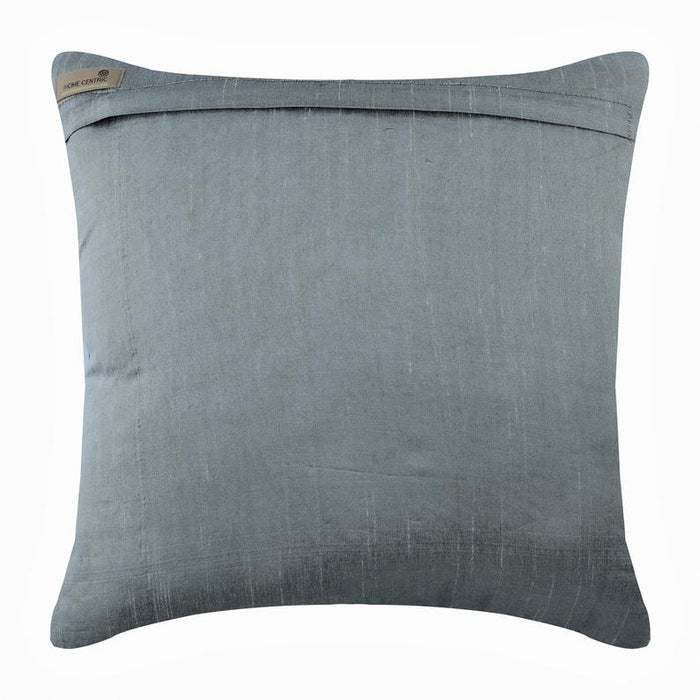Silver Bloom - Gray Art Silk Decorative Euro Sham