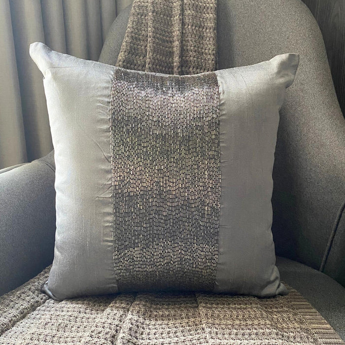 Silver Center - Silver Art Silk Throw Pillow Cover