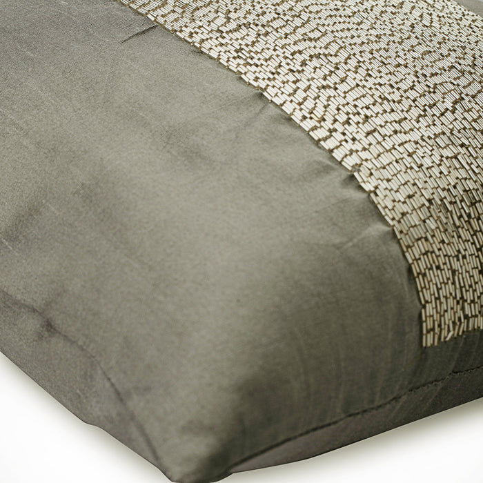 Silver Center - Silver Art Silk Throw Pillow Cover