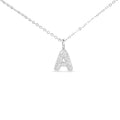 Sterling silver dipped necklace with sparkling cubic zirconia Letter A initial pendant on delicate chain