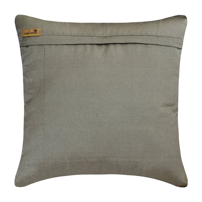 Silver Dancing Peacock - Silver Art Silk Throw Pillow Cover