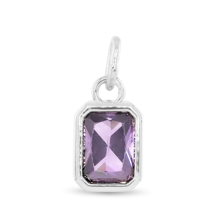 Silver-Dipped June Birthstone Charm with Purple Stone