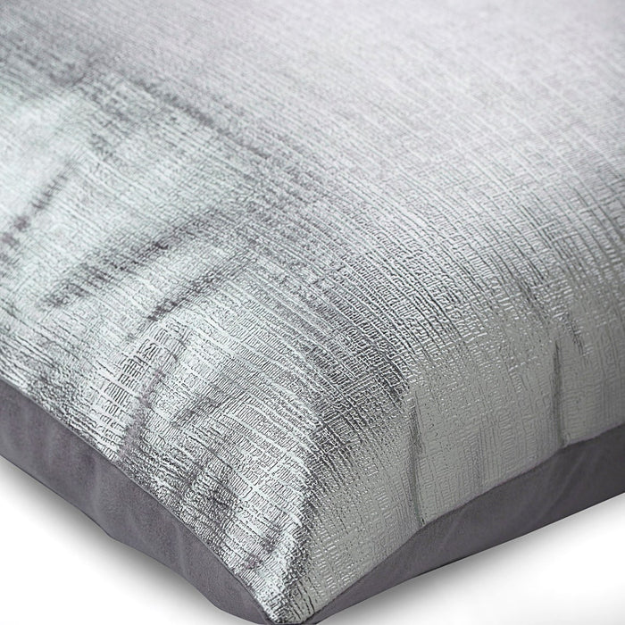 Silver Leather Strokes - Silver Faux Leather Throw Pillow Cover