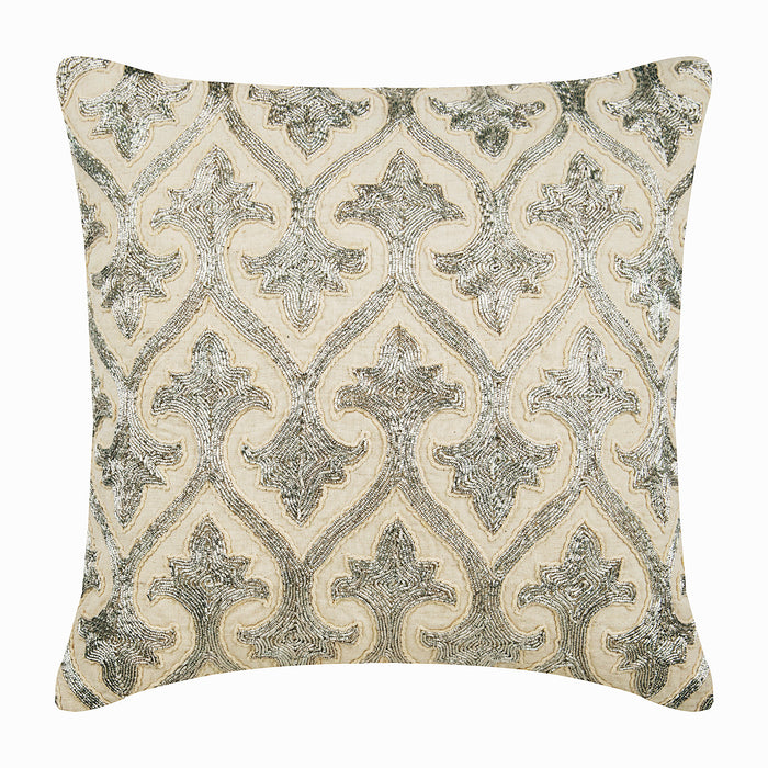Silver Twinkles - Beige Linen Decorative Euro Sham
