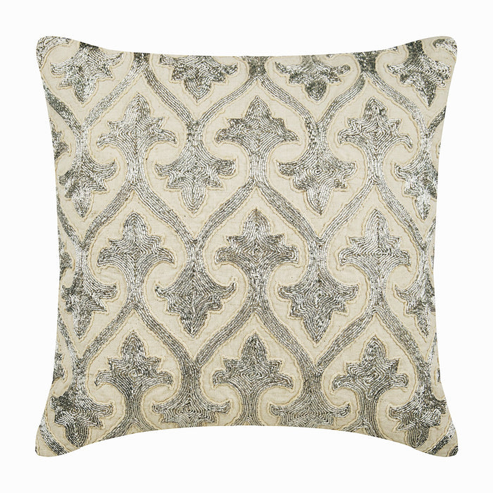 Silver Twinkles - Beige Linen Decorative Euro Sham
