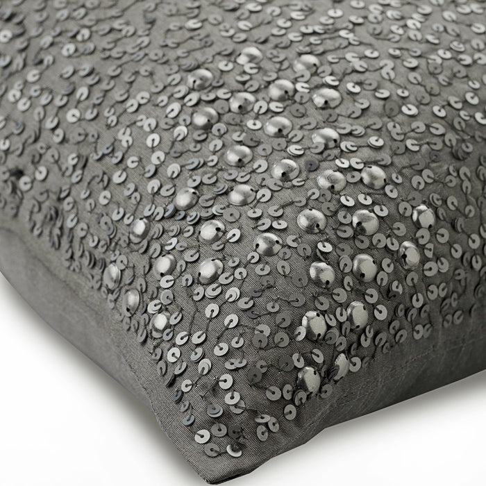 Silver Wedding - Silver Silk Throw Pillow Cover