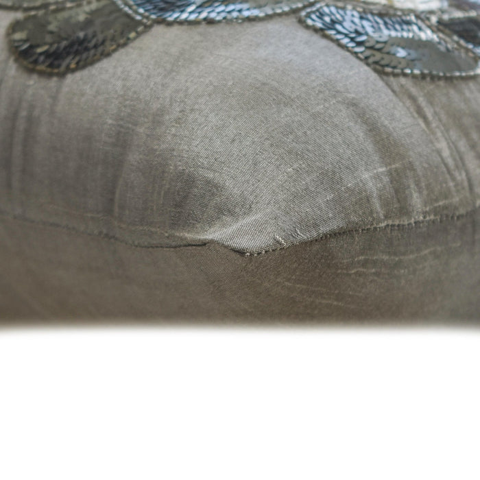 Silver Wildflower - Silver Art Silk Decorative Euro Sham