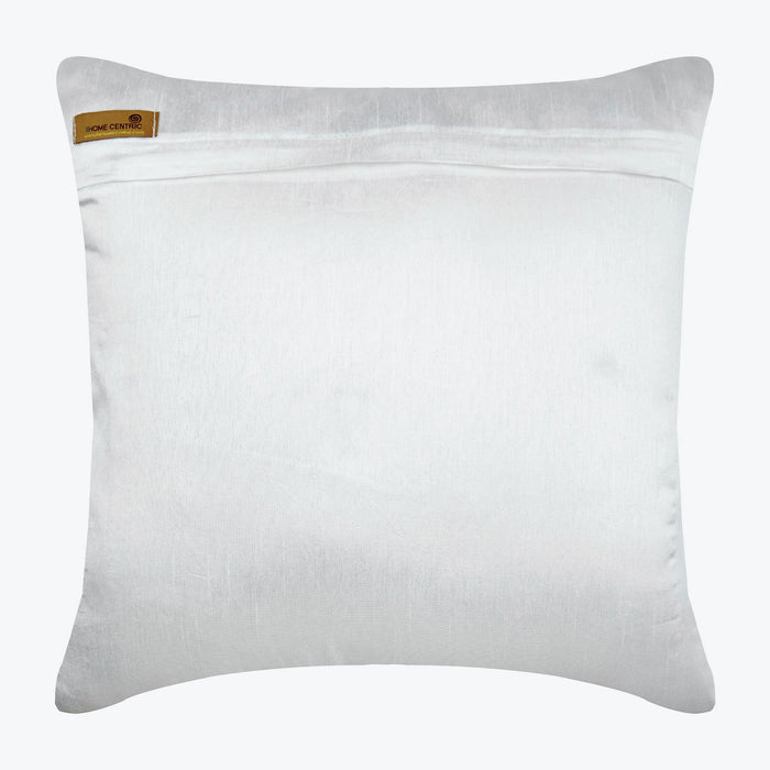 Silver Willow - White Art Silk Throw Pillow Cover