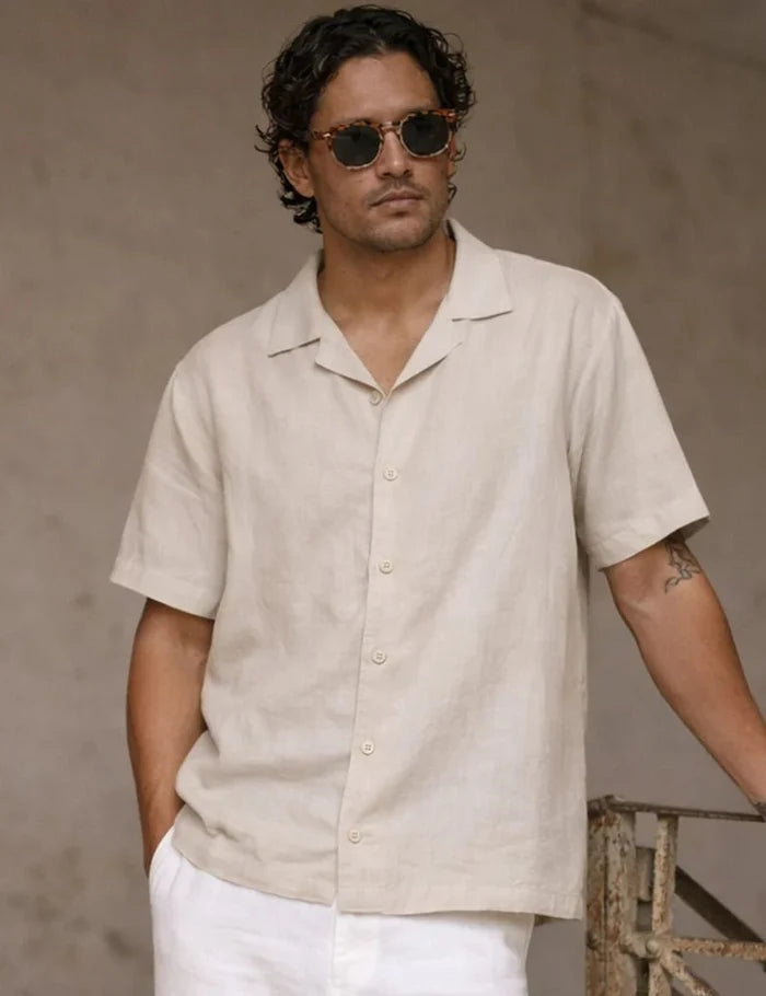 Simple | Cuban Linen Short Sleeve Shirt | Natural - Suzie Anderson Home