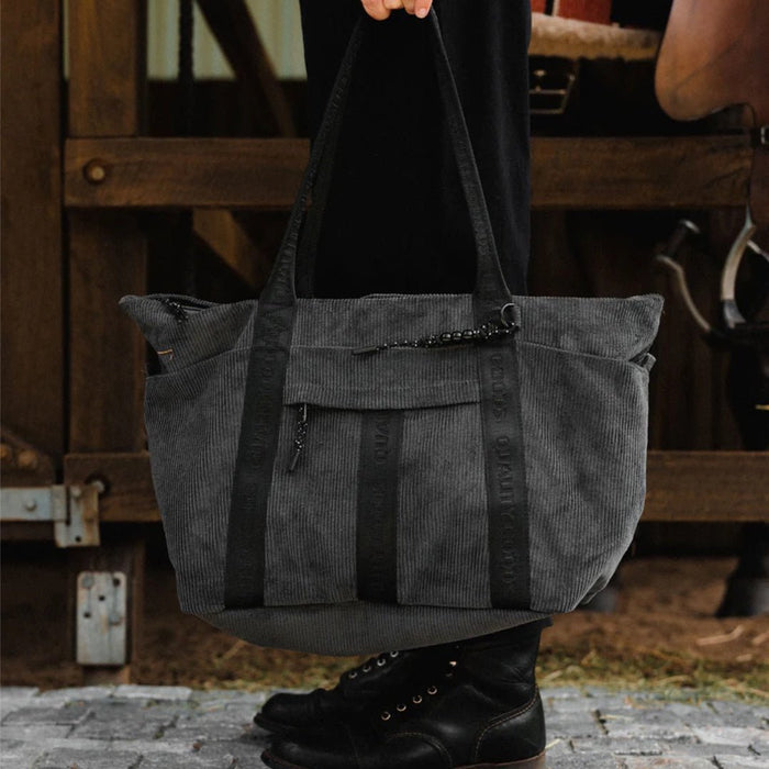 Simple | Jasper Cord Weekender Bag | Charcoal - Suzie Anderson Home