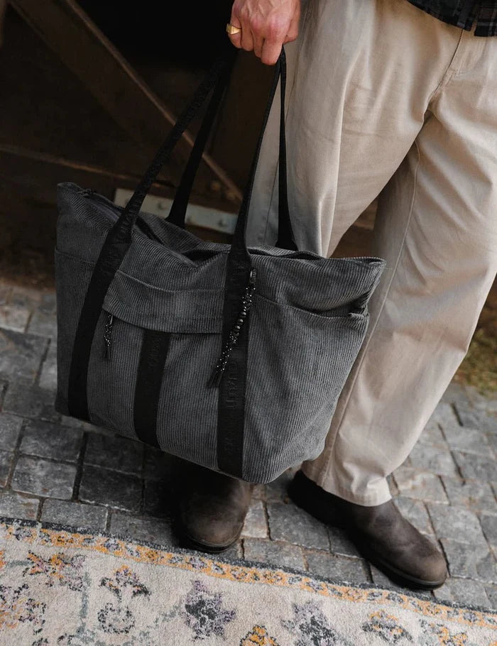 Simple | Jasper Cord Weekender Bag | Charcoal - Suzie Anderson Home