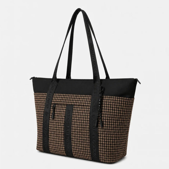 Simple | Jasper Houndstooth Weekender Bag | Charcoal/Tan - Suzie Anderson Home