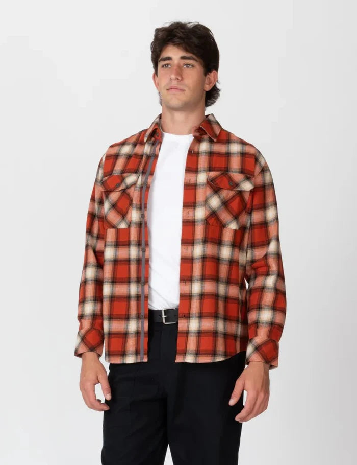 Simple | Trevor Flanelette Long Sleeve Shirt | Brick Check - Suzie Anderson Home