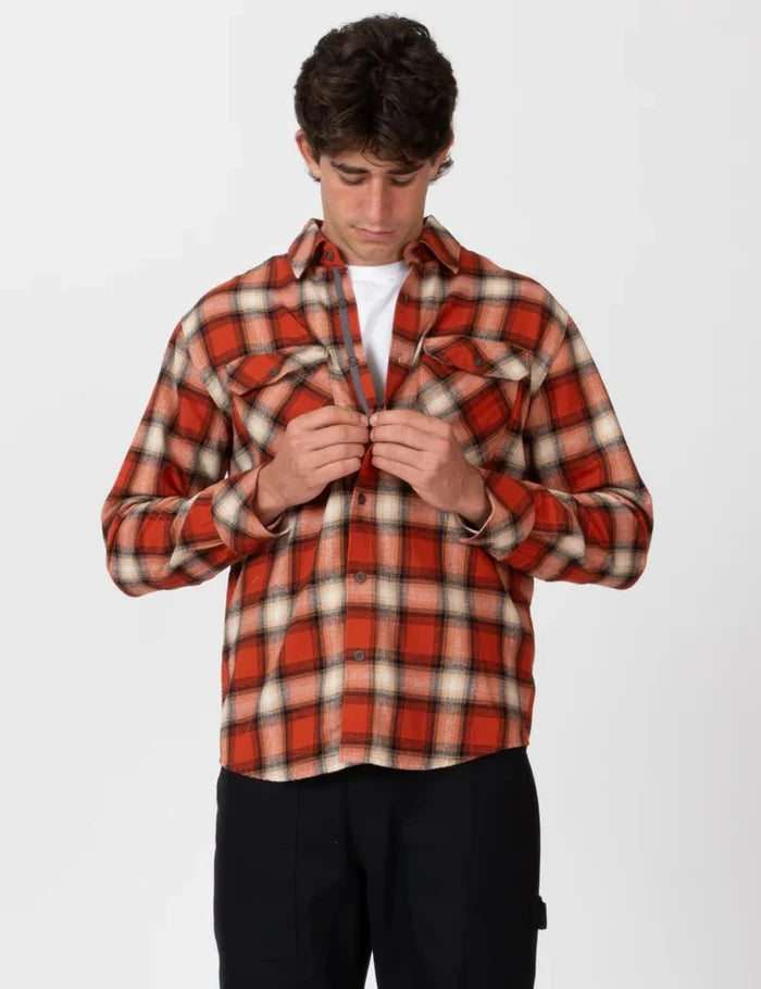 Simple | Trevor Flanelette Long Sleeve Shirt | Brick Check - Suzie Anderson Home