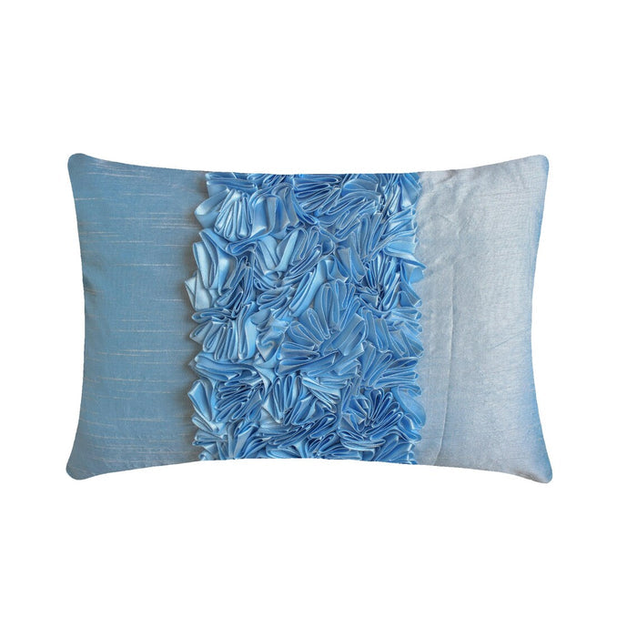 Sky Blue Love - Sky Blue Silk Decorative Lumbar Pillow Cover