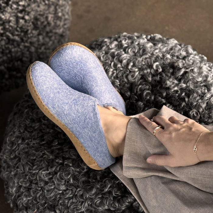 Slip-on with leather sole - Sky