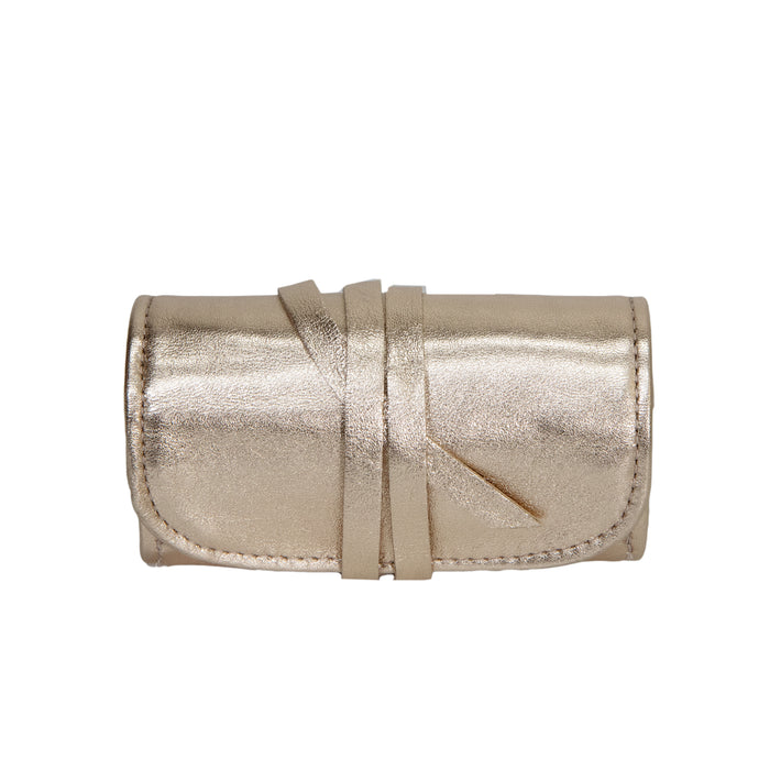 Small Jewelry Roll With Tie - White Gold