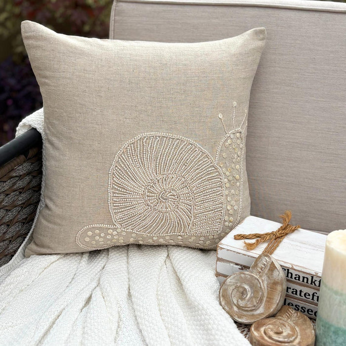 Snail Pearls - Natural Beige Cotton Linen Decorative Euro Sham