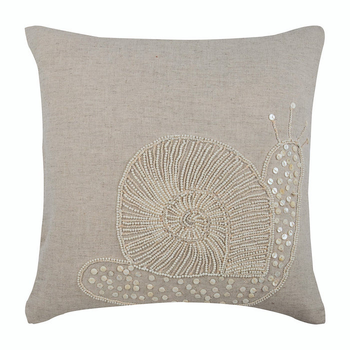 Snail Pearls - Natural Beige Cotton Linen Decorative Euro Sham