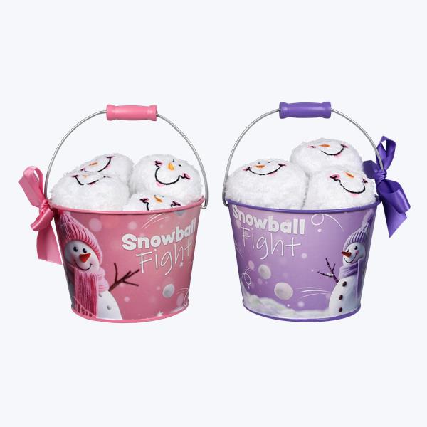 Snowball Fight Tin Bucket W/6 Snowballs #96023
