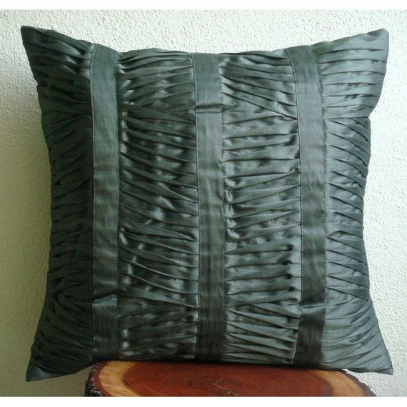 Sonic Waves - Dark Gray Art Silk Throw Pillow Cover