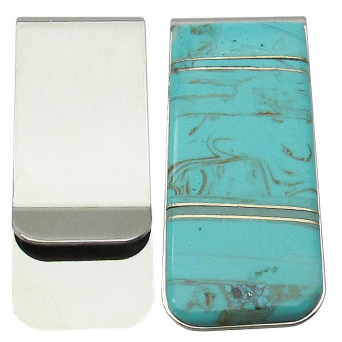 Southwestern Money Clip, Turquoise Inlay, Slim