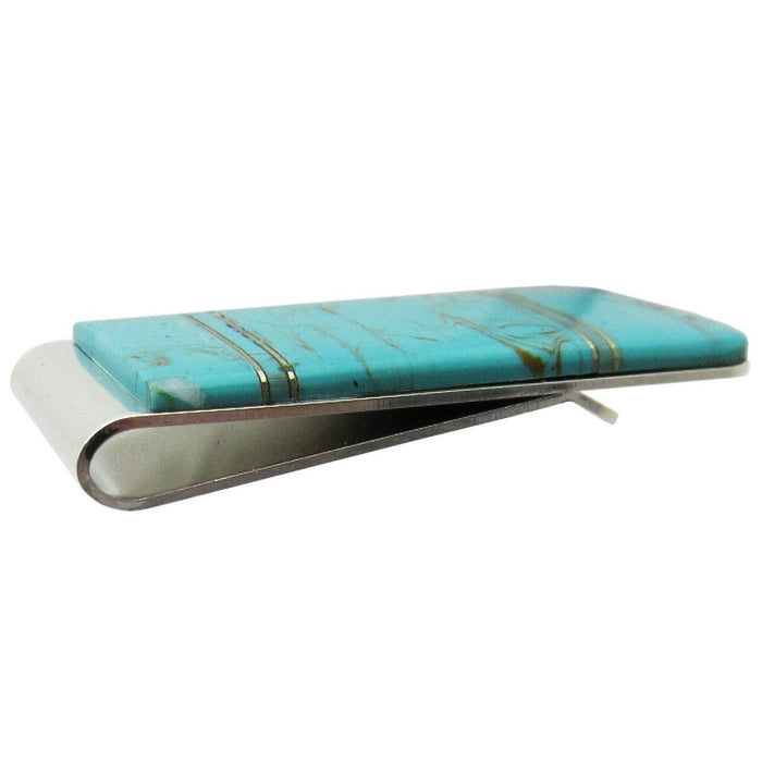 Southwestern Money Clip, Turquoise Inlay, Slim