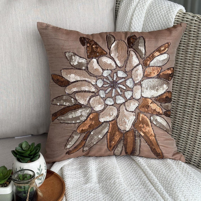 Spark Attraction - Peach Art Silk Throw Pillow Cover